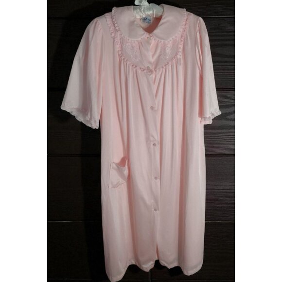 Vintage Nancy King Lingerie Nylon Nightgown Robe Set Size L Lace Romantic USA - Picture 1 of 9